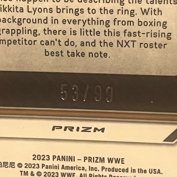 2023 Prizm Nikkita Lyons Orange Prizm - Picture 3 of 3